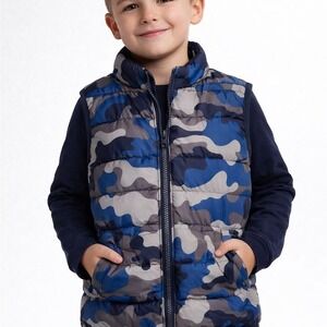 Gymboree Blue Camo Puffer Vest-NWOT-5/6 size